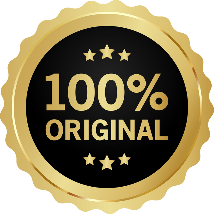 100 percent original badge with gold border